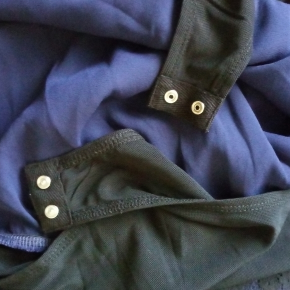 Socialite Blue Black Lace Trim Bodysuit Size XL - Picture 11 of 13